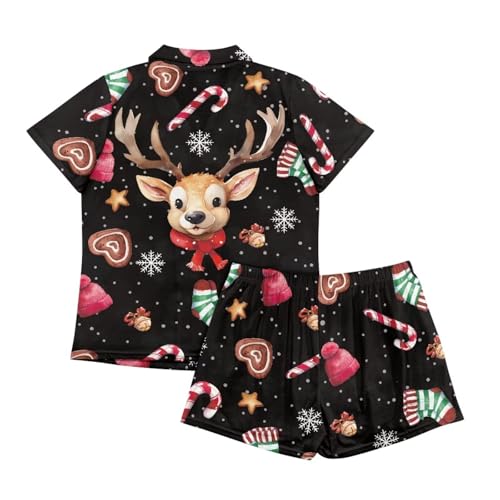 Image of Women's Short Sleeve Sleepwear Pajamas Nightwear with Pockets | skin-friendly breathable material resists pilling fading and deformation after repeated washing