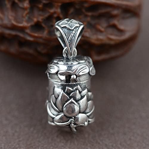 925 Sterling silver lotus pendant ~ buddhist locket amulet for women and men ~ antique openable prayer box talisman pendant only ✬✬✬By Fantasy World✬✬✬ - Image 5