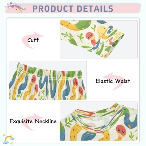 Pajama Sets Long Sleeve Cartoon Colorful Snake Pattern Soft Comfy Sleepwear 2 Piece PJS 3-8T4