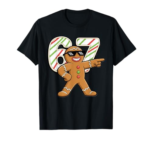 Funny 6 7 Six Seven 67 Meme Gingerbread Man Christmas T-Shirt