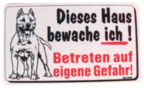 DEKO TRADER PST-Schild - Dieses Haus bewache ich - Betreten auf eigene Gefahr - Pit Bull Terrier Hund Schild Warnschild Warnzeichen Arbeitssicherheit Türschild Tür Kunststoff Geschenk Geburtstag Cover