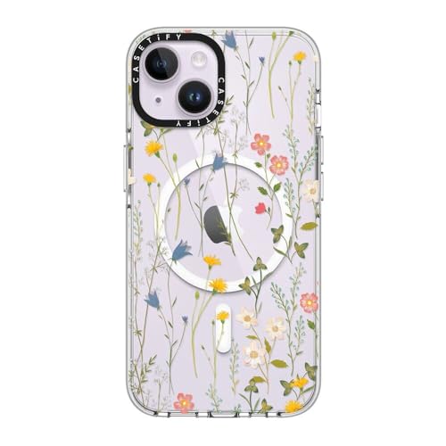 Coque transparente iPhone 14 CASETiFY fleurie compatible MagSafe