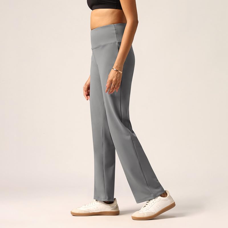 Image of BlissClub Women's Ultimate Straight Pants - Lite, High Waist Formal Trousers with Wide Waistband, Tall (for Women Above 5'5 ft)