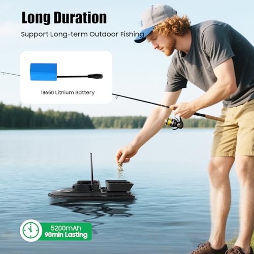 Konfiur Bateau d'alimentation Smart RC 500 m avec échosondeur, 2 kg avec lumière LED, télécommande de croisière, Bateau de pêche 5200 mAh – vue 7