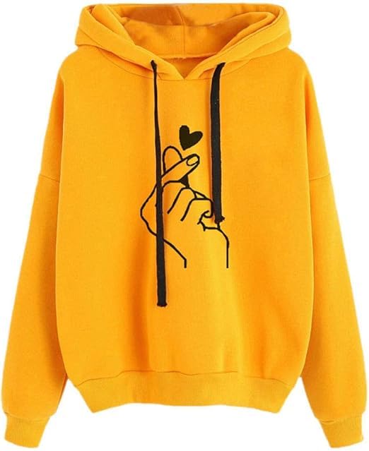 Women's Finger Love Heart Printed Hoodies Sweatshirt Long Sleeve Casual Cute Tops-image-19