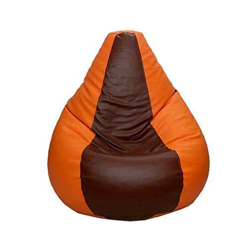 Image of GUNJ Bean Bag Filled with Beans Large Size - (Orange Brown)