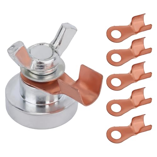 Fukaisu Pinza Tierra Magnética para Soldadura, Fuerte Magnetismo Herramienta Pinza Apoyo Soldar con Terminales Metálicos Reemplazables Accesorios de Soldadura para Conductividad Estable