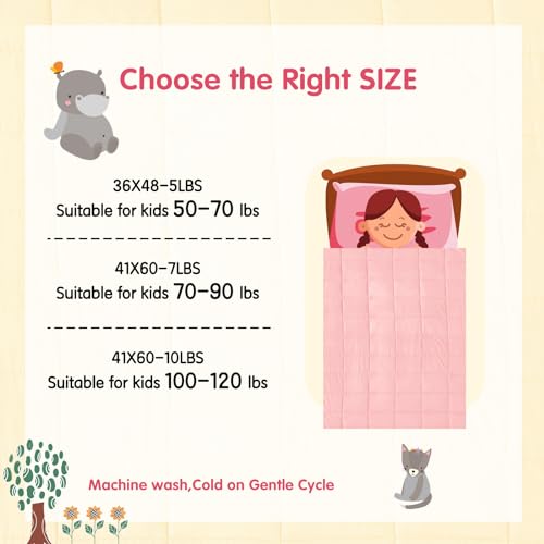 Image of yescool Weighted Blanket (5 lbs, 36 inch x 48 inch, Pink) Cooling Heavy Blanket, Perfect for 40-60 lbs, Breathable Throw Blanket Gifts with Premium Glass Bead, Machine Washable