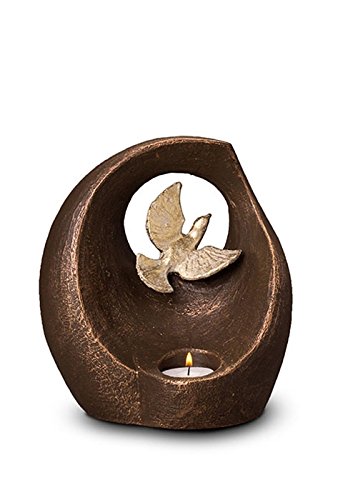 Ceramic keepsake ashes urn 'Peace dove' (tealight) | Cremation Urn for Ashes