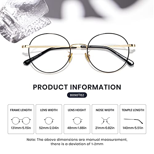 Image of Cyxus Blue Light Blocking Glasses - Lightweight Round Metal Frame Computer Eyewear, Anti Eye Strain Glasses for Men Women