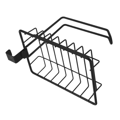 Hoement Support De Rangement pour Papier Toilette Noir Étagère Pratique pour Salle De Bain Organisateur De Produits De Toilette sans Perçage