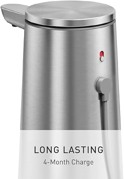 simplehuman Sensor Pump Foam, 10 oz Automatic Foaming Soap Dispenser for Kitchen and Bathroom, Touchless Motion Sensor, Variable Dispense, Rechargeable, Aerating Foam Pump, Brushed Stainless Steel
