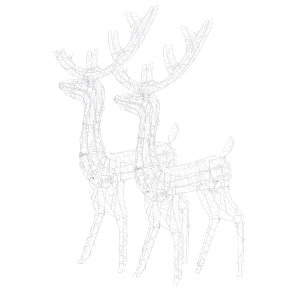 Slitta e Renne Natalizie Renna di Natale Luminosa Addobbi Natalizi per Esterno da Giardino-Bianco freddo-70 x 41 x 120 cm/2 pz