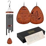 Memorial Gifts for Loss of Sister,Memorial Wind Chimes 25'', Loss of Sister Sympathy Gifts, Home Decor Outdoor Garden, Soothing Melodic Tones with Mute Option