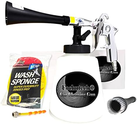 Fochutech Car Cleaning Kit, Car Detailing Kit Cleaning Gun Works with Air Compressor, Pro Auto Detailing Supplies Automotive Interior Deep Clean Stain Remover for Upholstery Carpet Seat Headliner