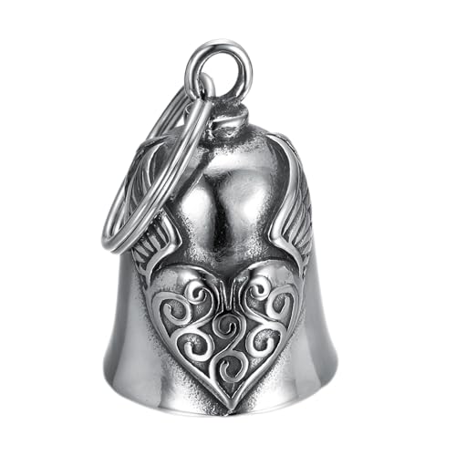 Biker Bell Motorrad - Herz Flügel Glocken für Motorräder - Exorzismus Biker Bell für Männer Frauen Guard Reitsicherheit Motorradglocke Anhänger Motorradzubehör