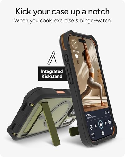 Image of ZAGG Rainier Case with Kickstand for iPhone 17 Pro - Green Sea Kelp, Graphene 22ft (7m) Drop Protection, Lanyard Attach Points, MagSafe, Wireless Charging Compatible, 2-Piece Design, Phone Case