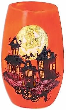Stony Creek - 5" Lighted Orange Vase - Spooky Neighborhood - 3 Houses