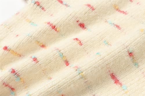 Image of Mud Kingdom Girls Fuzzy Sweater Pullover Colorful Stripes Fashion Knitwear for Toddler Casual