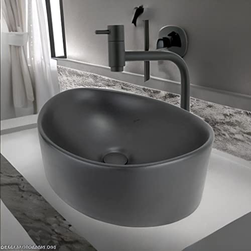 Kit Cuba de Sobrepor Preto Fosco c/Torneira + Valvula Click + Engate Luxo em Metal Inox