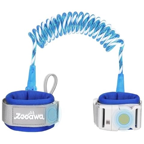 Zooawa Toddler Leash, Toddler Kids Harness Anti Lost Wrist Link with Magnetic Lock, Reflective Safety Baby Child Walking Wristband Leash for 2,3,4 Years Old Boys Girls, Blue Cover