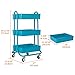 DESIGNA 3 Tier Metal Rolling Cart, Heavy Duty Storage Utility Cart Little Organization Cart with Handle and Locking Wheels,Multifunctional Storage Shelves for Office Kitchen Bedroom Bathroom,Turquoise