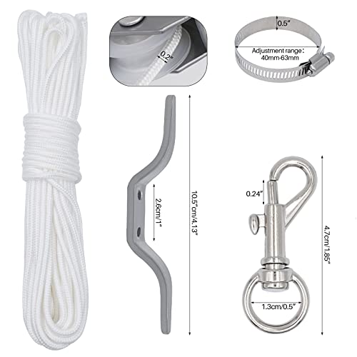 Naoedeah Flag Pole Kit 50 Ft Flag Pole Rope Replacement Kit Flag Pole Hardware Parts Repair Kits Accessories 3" Flag Pole Topper+Cleat Hook+4 Flag Clips+Flagpole Pulley Truck For 2" Od Tube #TOP3