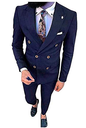 Costumes à double boutonnage pour marié et cérémonies élégantes en bleu marine