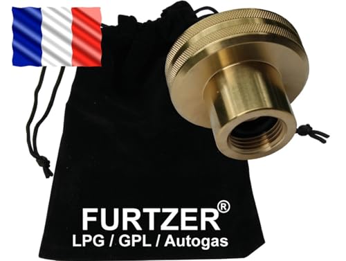 Furtzer Adaptador para bombona GLP autogas Dish para bombonas de gas propano adaptador corto con bolsa de tela ¡Perfecto para las bombonas de gas francesas!