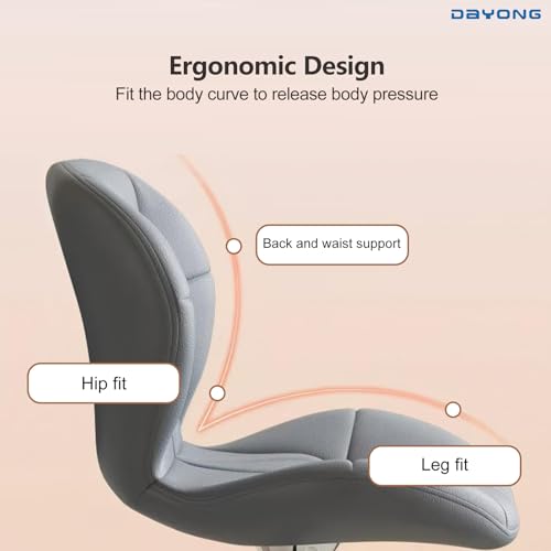 DAYONG Modern Bar Stools, Adjustable Height Counter Stools, Swivel Island Barstool with Curved Back, PU Leather Bar Chairs for Kitchen, Island, Dining Room, 300 LBS Weight Capacity (1, Grey)