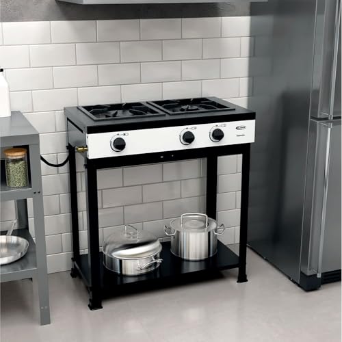 Fogão à Gás Clarice Semi-Industrial Imperador 2 Bocas-Preto e Branco