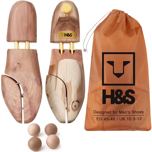 H&S Cedar Wood Shoe Tree Wooden Shoe Stretcher Shaper, Wood, EU 45-46 / UK 10.5-12 by H&S - Used condition - US$15.52