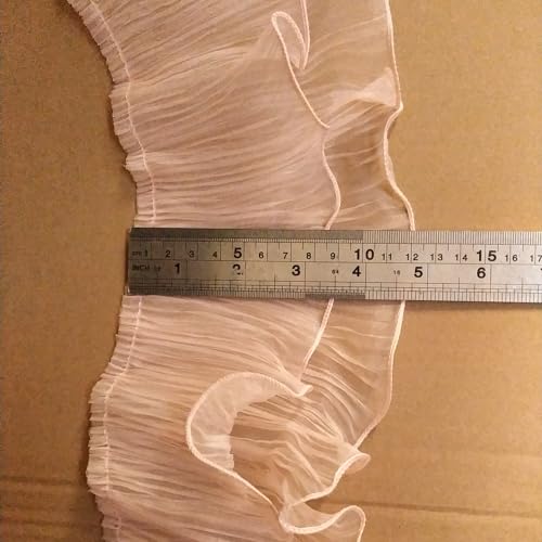 3 Yards Ruffle Pleated Chiffon Trim Two Layer Trimmer Dress Bag Decoration Tulle Fabric Applique Craft Sewing (Peach) by Creativesugar - Image 4