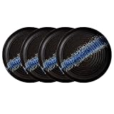 DealbyBox 10 Inch Rustic Brown/Blue Ceramic Dinner Plates with High Edge, 4 Pack – Japanese Style Round Serving Plates for Sushi, Pasta, Salad, Appetizers