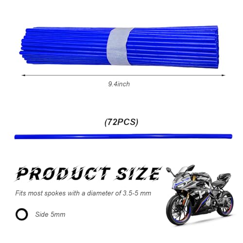 Image of 72PCS Dirt Bike Spoke Covers, Motorcycle Spoke Skins Wheel Wraps Pipe for 8 inch-21 inch Rims, Dustproof Wheelchair Rim Decoration Protector Pipe Trim for Bicycle Dirt Pit Bike (Dark Blue)