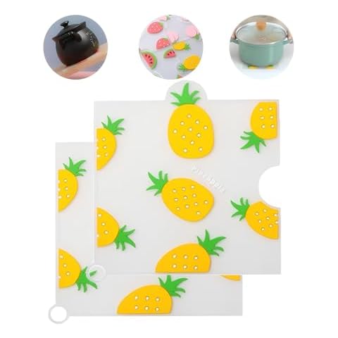 MAOYONG Cute Silicone Trivets Mats for Hot Dishes - 2 Pack 6 inch Silicone Pot Holders Hot Pads for Kitchen, Silicone Mats for Kitchen Counter, Kitchen Accessories（Pineapple） Cover