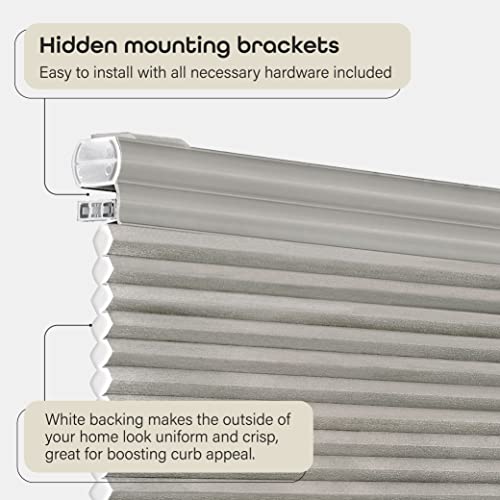 Cordless Cellular Pleated Window Shades - 30 Inch Width, 64 Inch Length - Dove Grey - Light Filtering Top-Down Honeycomb Pull Down Blinds For Windows And Skylights By Achim Home Decor #TOP2