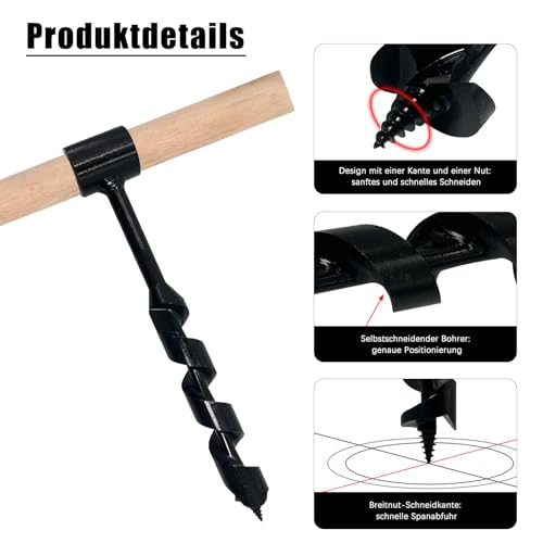 VZU 25 x 260 mm Bushcraft Drill, Woodworking Hand Drill, Multifunctional Wood Drill Manual Bushcraft - Image 3