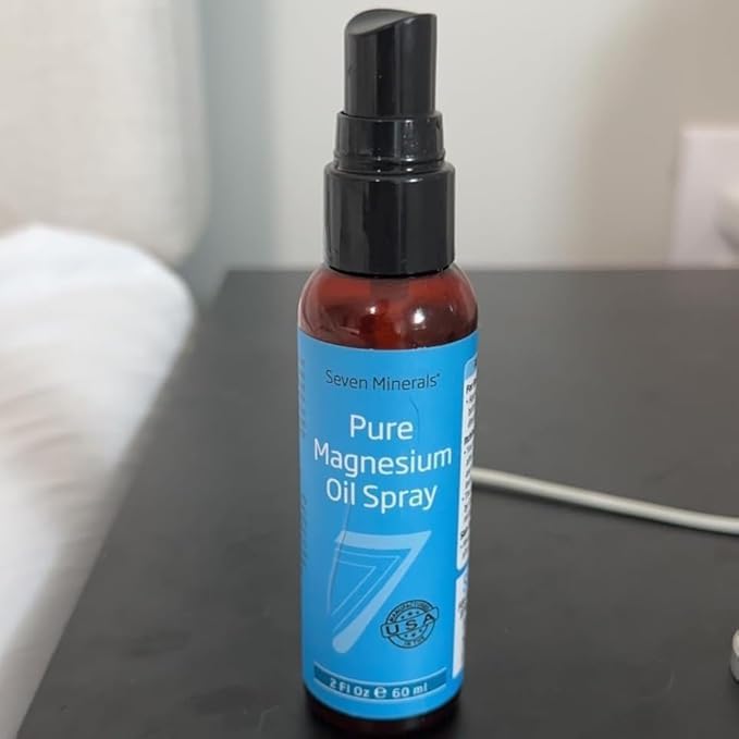 Seven Minerals Travel Size Pure Magnesium Oil Spray - 100% Natural, USP Grade = No Unhealthy Trace - from an Ancient Underground Permian Seabed in USA - Free Ebook Included (2 fl oz)
