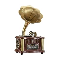 Phonographe rétro Gramophone Tourne-Disque Vinyle Platine Bluetooth Radio USB/FM avec Corne de cuivre Bronze Tourne… - Les Beatles, Paul McCartney, John Lennon, RIngo Starr, George Harrison