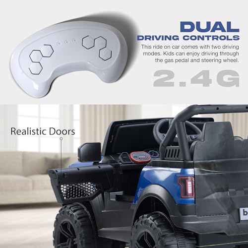 Image of Baybee Rover 4x4 Battery Operated Jeep for Kids, Ride on Toy Kid Car with RGB Windshield Light & Music | Baby Big Battery Cars | Electric Jeep Car for Kids to Drive 2 to 6 Years (Blue)