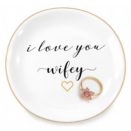 Wife Birthday Gifts from Husband - I love you wifey, Ceramic Ring Dish