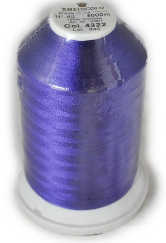Hilo Rayón Rheingold color Púrpura, cono comercial para bordado a máquina, No. 40, 5500 yardas miniatura 1