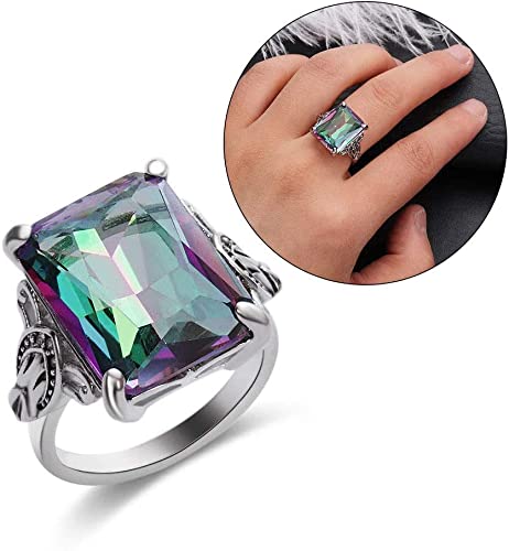 4.3CT Mystic Rainbow Topaz 925 Silver Ring Women Wedding Engagement Size 6-10 (6)2