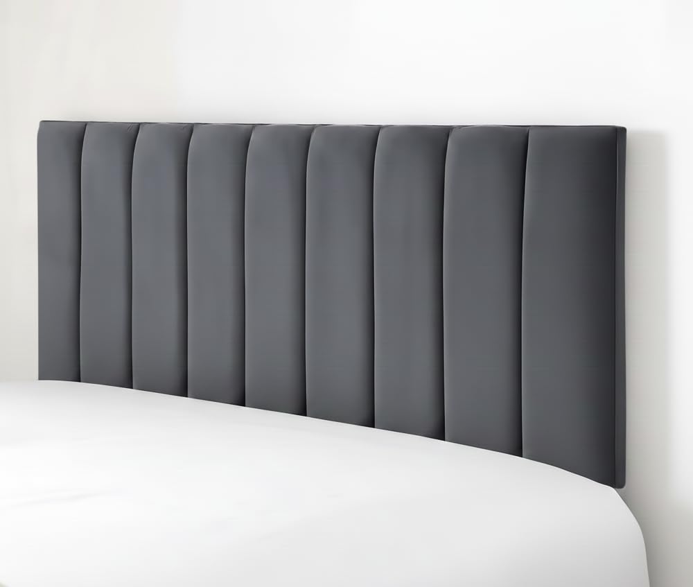 Cloudmere Luxury Portland Headboard Elegant design Plush Velvet 20" Divan Bed | Upholstered Padded Headboard for Divan Beds, Bedroom and Hotel Furniture (3FT Single - Charcoal)