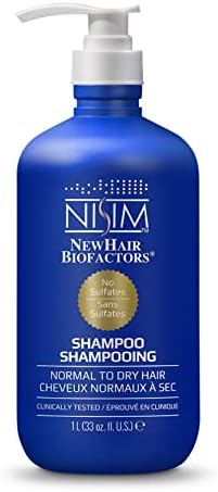 Nisim NewHair Biofactors Hair Shampoo - For Fuller, Stronger and Vibrant Hair for Men and Women - Sulfate-free and Parabens-free - For Normal to Dry - 33oz (1000ml)
