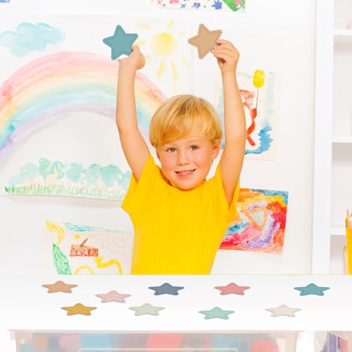 Geyee 108 Pcs Star Cutouts Paper 3.5 Inch Boho Classroom Decor Bulletin Board Stars Assorted Pastel Colors Die Cut for Teachers DIY Craft Projects Office School Chalkboard Wall Decor — view 6