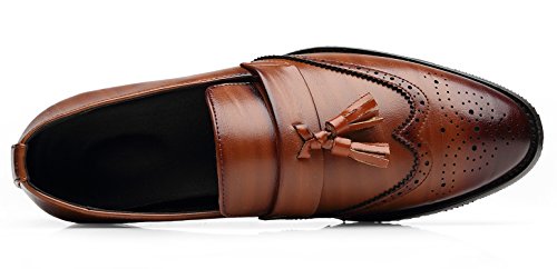 Santimon Men's Smoking Slipper Tassel Loafers Brogue PU Leather Driving Boat Moccasins Casual Shoes3