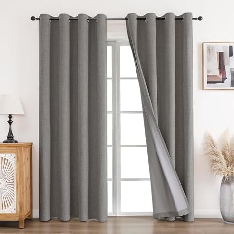 CUCRAF Linen-Look 100% Blackout Curtains Cover