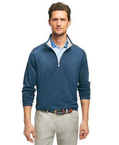Brooks Brothers Men's Performance Stretch Long Sleeve Golf Half-Zip Sweater